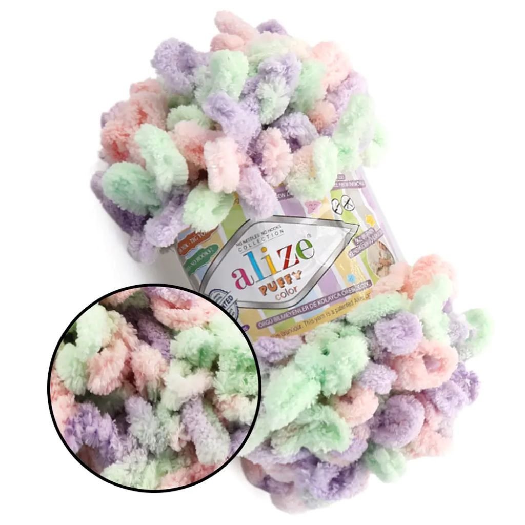 Пряжа Alize Puffy Color 100г 9м різнокольорова №5938 мікрополіестр 100% 856571 Туречинна