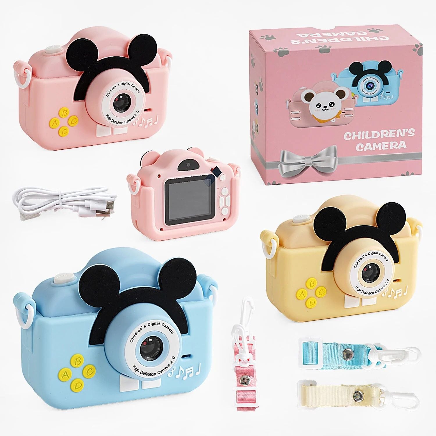 Фотоапарат 3 види HD екран дріт для підзарядки звук фото відео фронтальна камера 4 гри роз’єм для SD карти ремінець в коробці XL-A5-G2 Китай