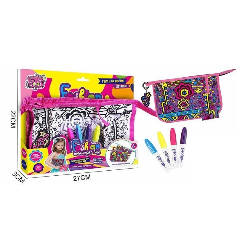 Сумка розмальовка 4 маркери для тканини в коробці 27*22*3см JX20112-3 Китай