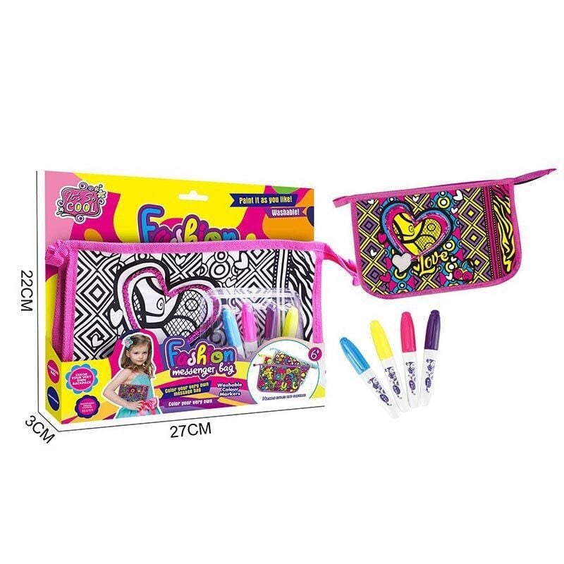 Сумка розмальовка 4 маркери для тканини в коробці 27*22*3см JX20112-6 Китай