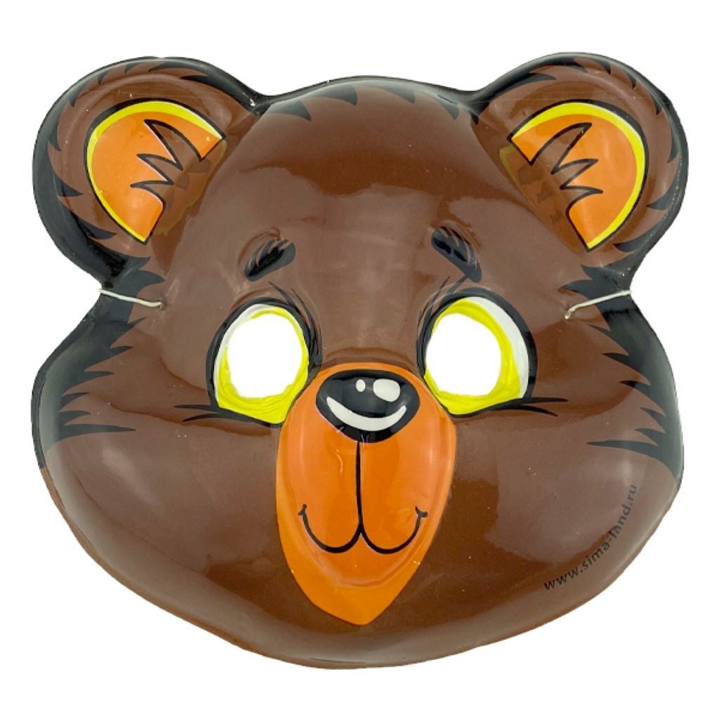 Маска ведмідь коричневий тонкий пластик на резинці PR2008 Китай