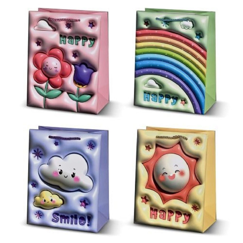 Пакет подарунковий 31*41*12см Веселка 4 кольори паперовий вертикальний R96974-L	 Китай