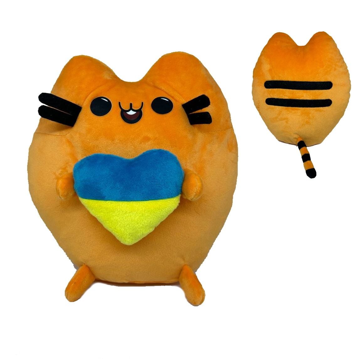 М'яка іграшка Пушин кет Крапелька 26см з серцем рижий з чорними смужками велюр 492018 Dreamtoys