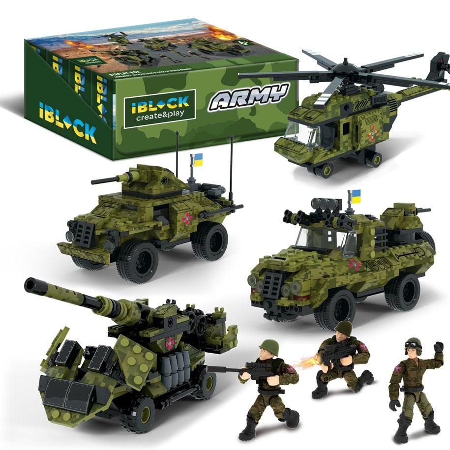 Конструктор типу лего 203-234д 4 вида ARMY Військова техніка 24*4,5*16см PL-921-429 IBLOCK