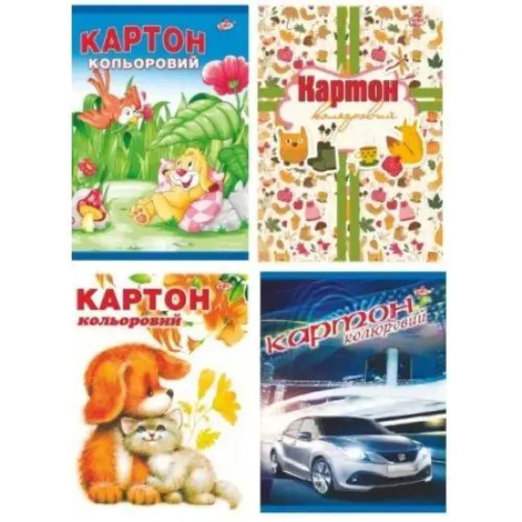 Картон кольоровий 14арк у папці  мікс видів УВ-28 Бріск