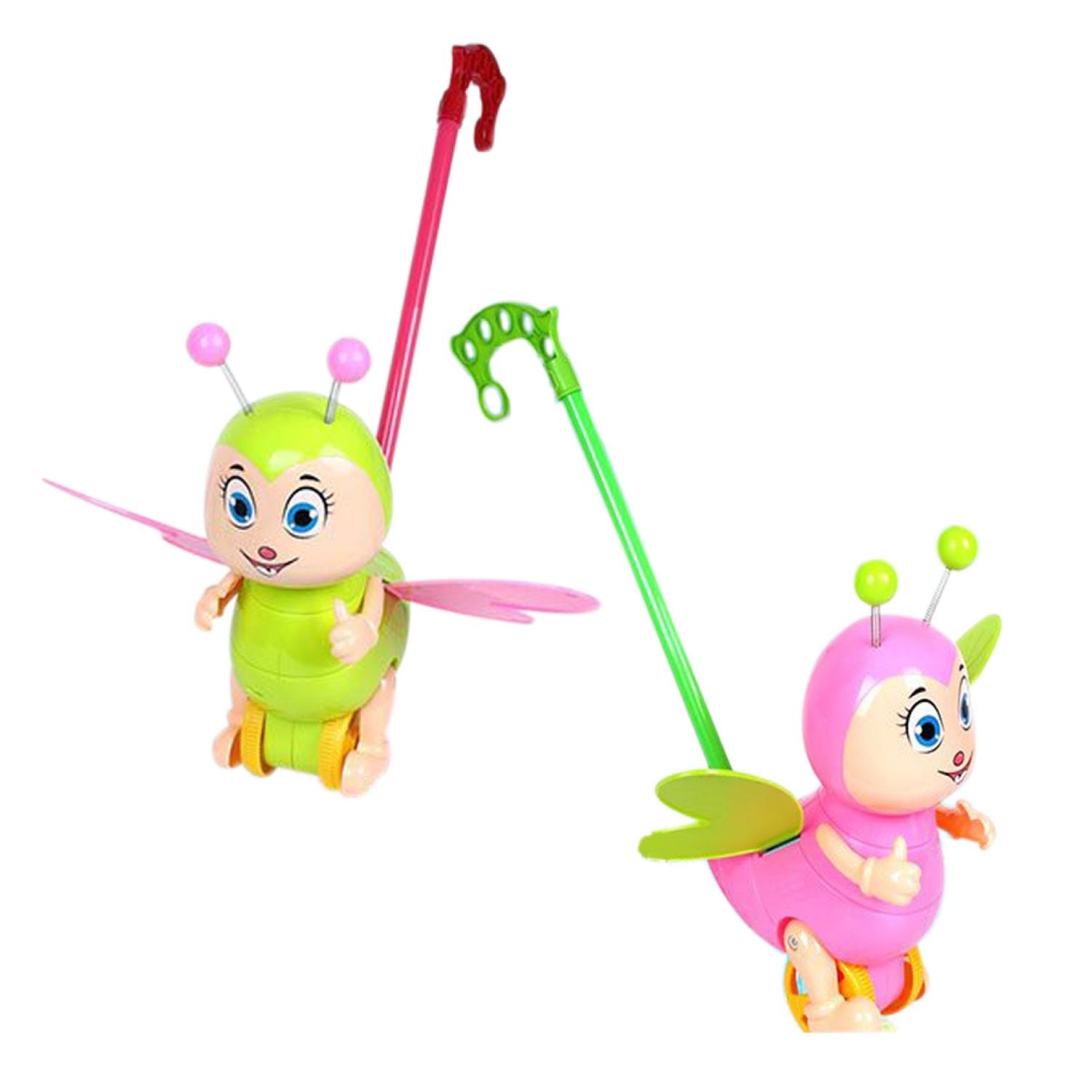 Каталка з палкою 38см Бджілка 23см рухомі крила в пакеті 33*29*13см 198-18 Китай