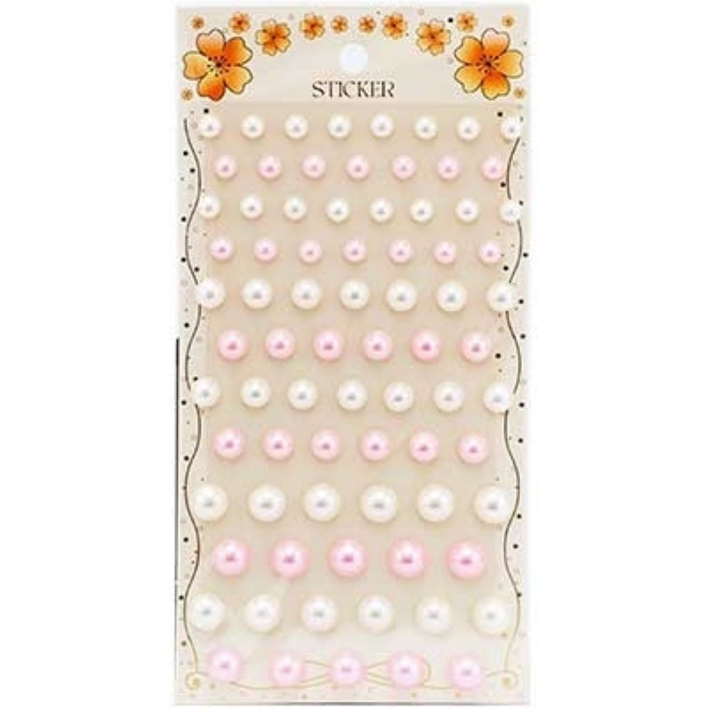 Наліпки полубусіни Біло рожеві перламутрові різного діаметру на листі 18*10см Z6 Китай