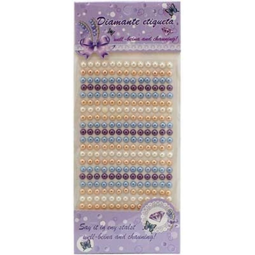 Наліпки полубусіни d5мм різнокольорові  перламутрові  на листі 24*10см 2-245 Китай