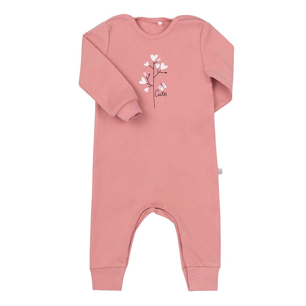 Чоловічок комбінезон р86 інтерлок на кнопках з малюнком  Гілочка з серцями Cute рожевий КБ201 Bembi 80р
