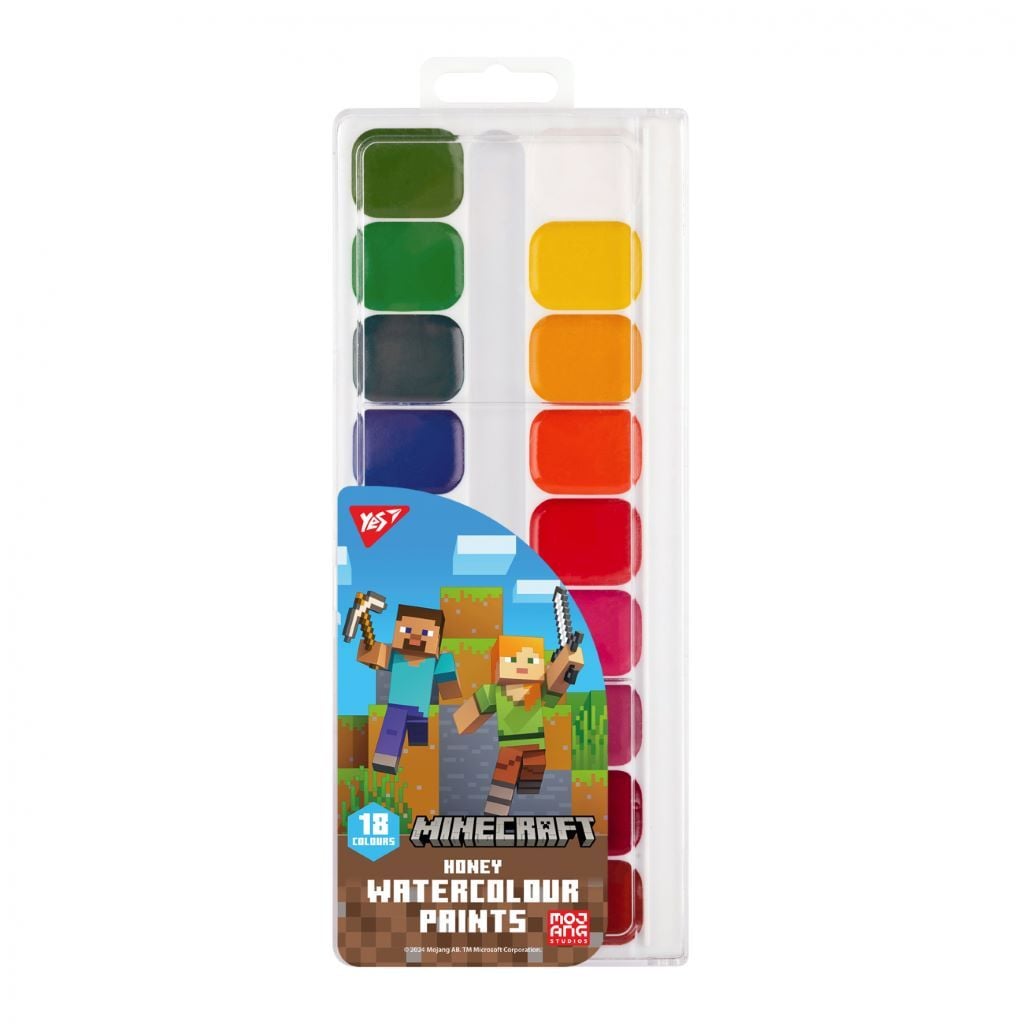 Фарба акварель 18 кольорів медова Mihecraft в пластиковому футлярі 22*8*1,5см 110280 Yes