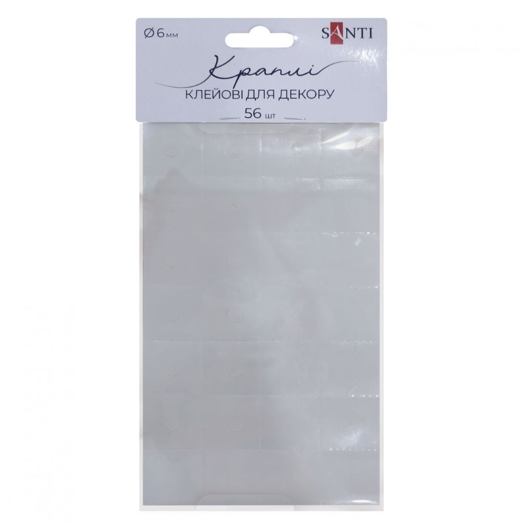 Клейові краплі 6мм 56шт для творчості забезпечують міцне склеювання різних матеріалів в упаковці 954874 TM SANTI