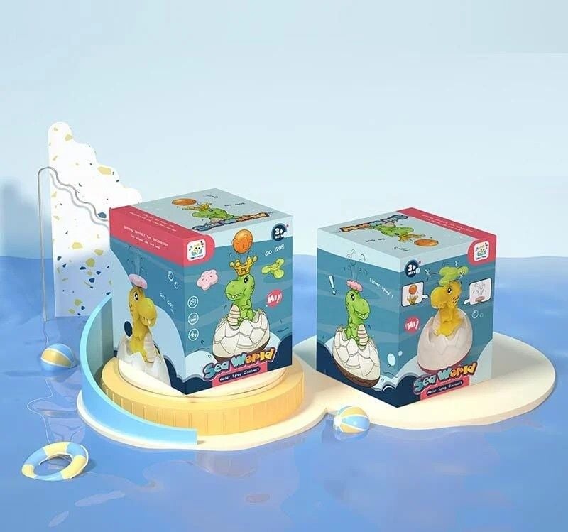 Гра для ванни Динозаврик вбудований акумулятор USB-кабель змінні насадки кулька в коробці HN1869-1 Qinyi toys