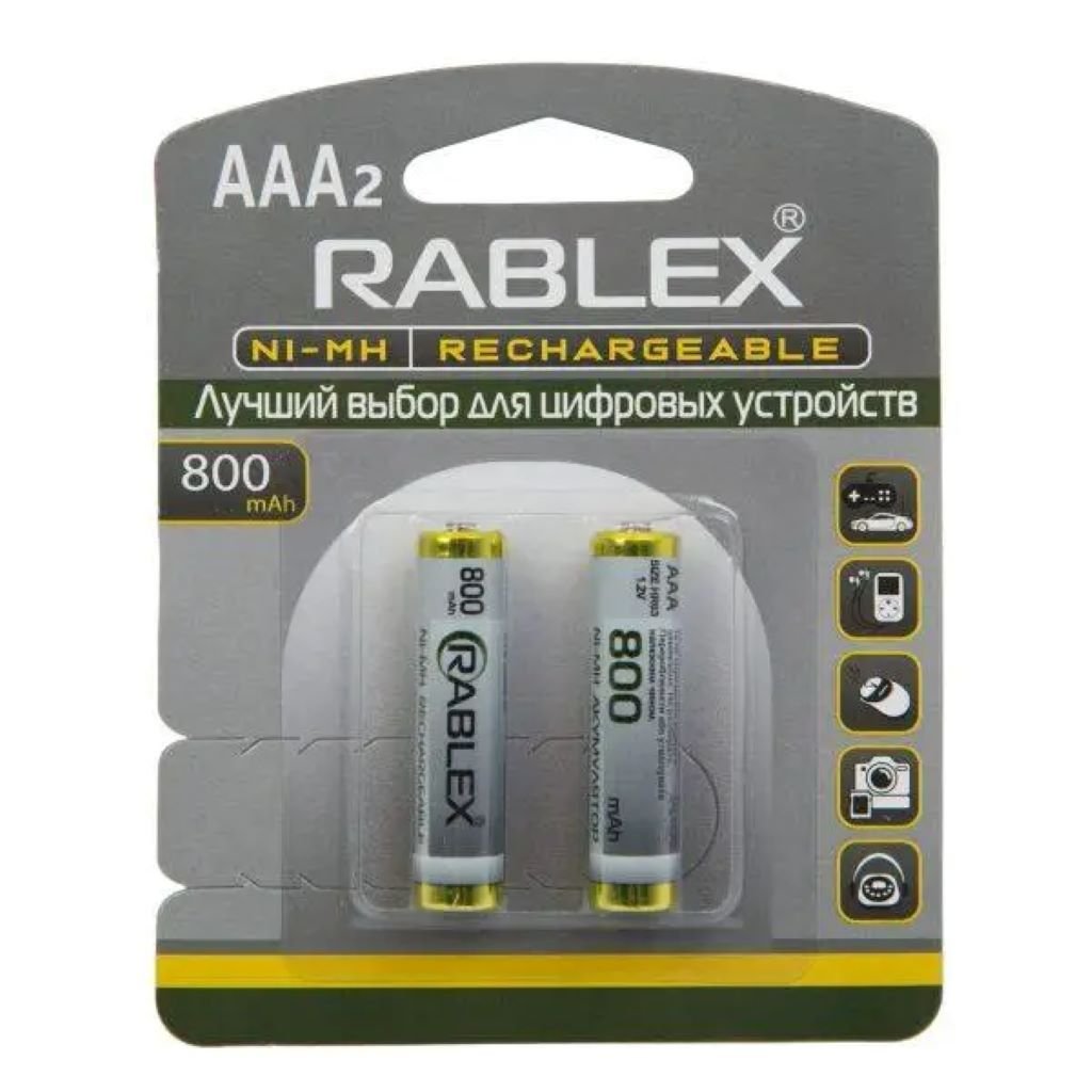 Аккумулятор мініпальчик AAА2 800mah Ni-MH Rechargeable R03800mAh Rablex