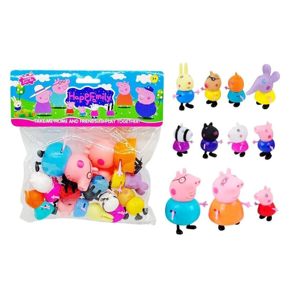 Мультгерої типу Свинка Пеппа 11 фігурок гумова голова рухомі деталі у пакеті 18*4*25см PP655-4 Китай