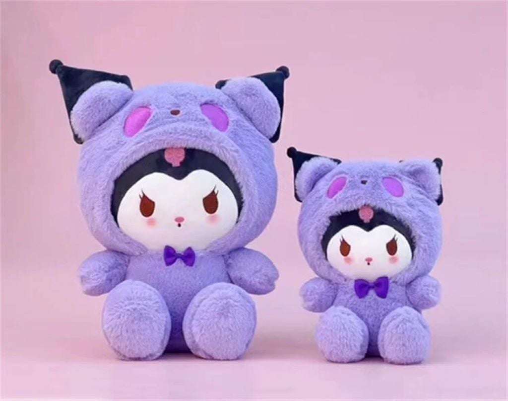М'яка іграшка Kuromi 40см фіолетового кольору з бантиком з вишитими очима M17982 Китай