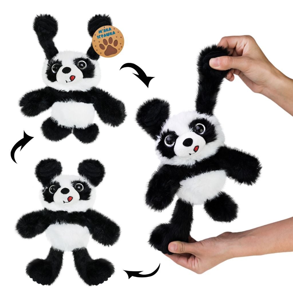 М'яка іграшка Панда потягушка 30см скляні очі чорно біла MJ2405 Китай