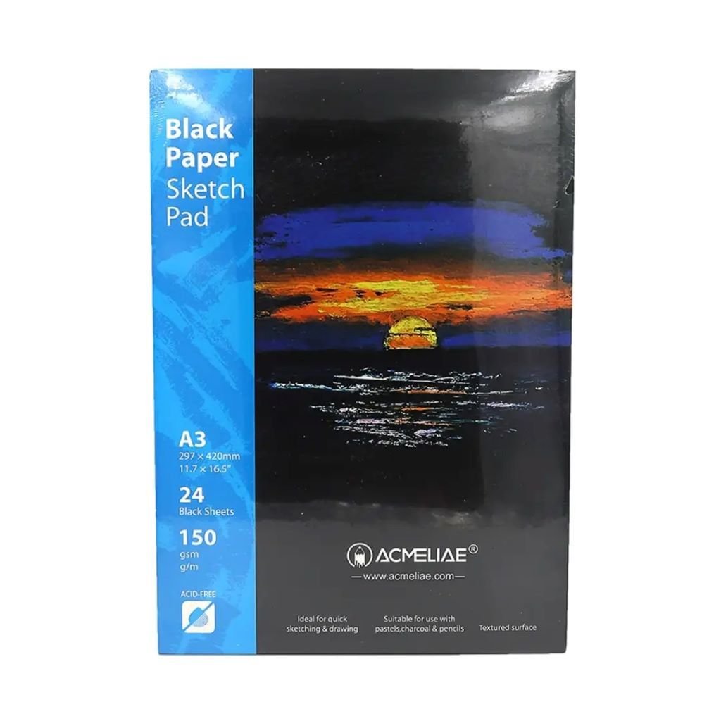 Альбом Скетчбук А3 150г/м² 24арк для ескізів Cketch Pad Black Paper 29,7*42см 43871 Acmeliae