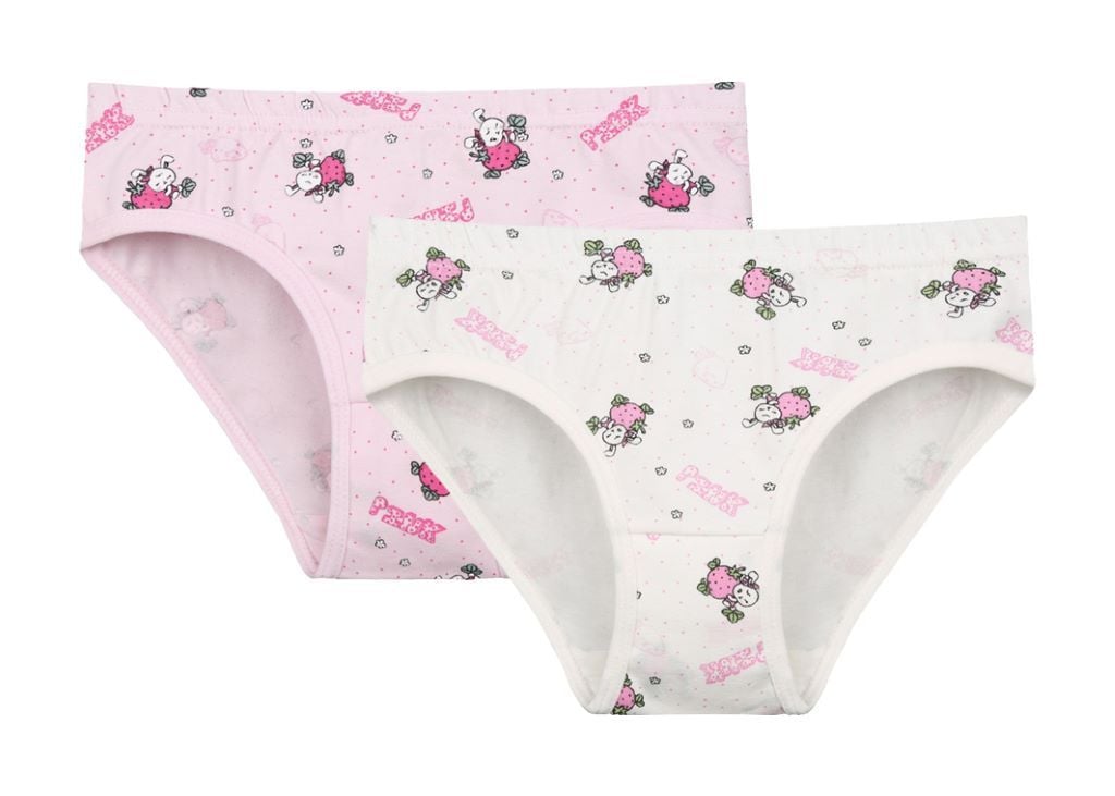 Труси для дівчинки плавками трикотаж з малюнком Зайчик з полуничкою Pink мікс кольорів 448102 Donella 6-7рр