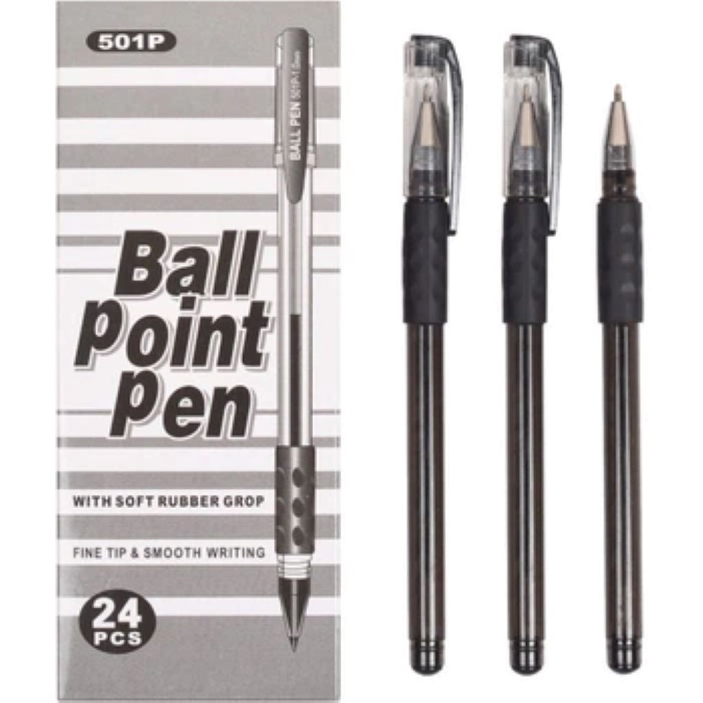 Ручка кулькова 1мм Ball Pen с грипом у прозорому корпусі чорна 501P Tianzhijiaozi