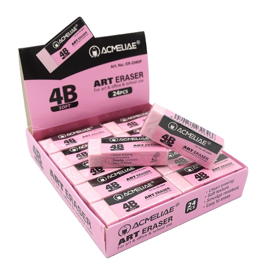 Гумка для стирання 4B Soft Art Eraser прямокутна рожева 5*2*1см ER-2080P Acmeliae