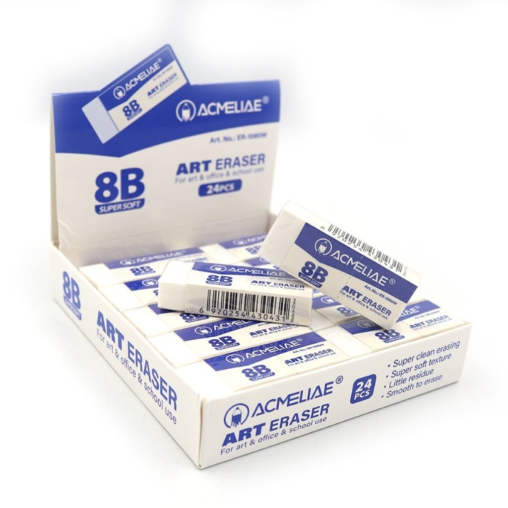 Гумка для стирання 8B Super Soft Art Eraser прямокутна біла 5*2*1см ER-1080W Acmeliae