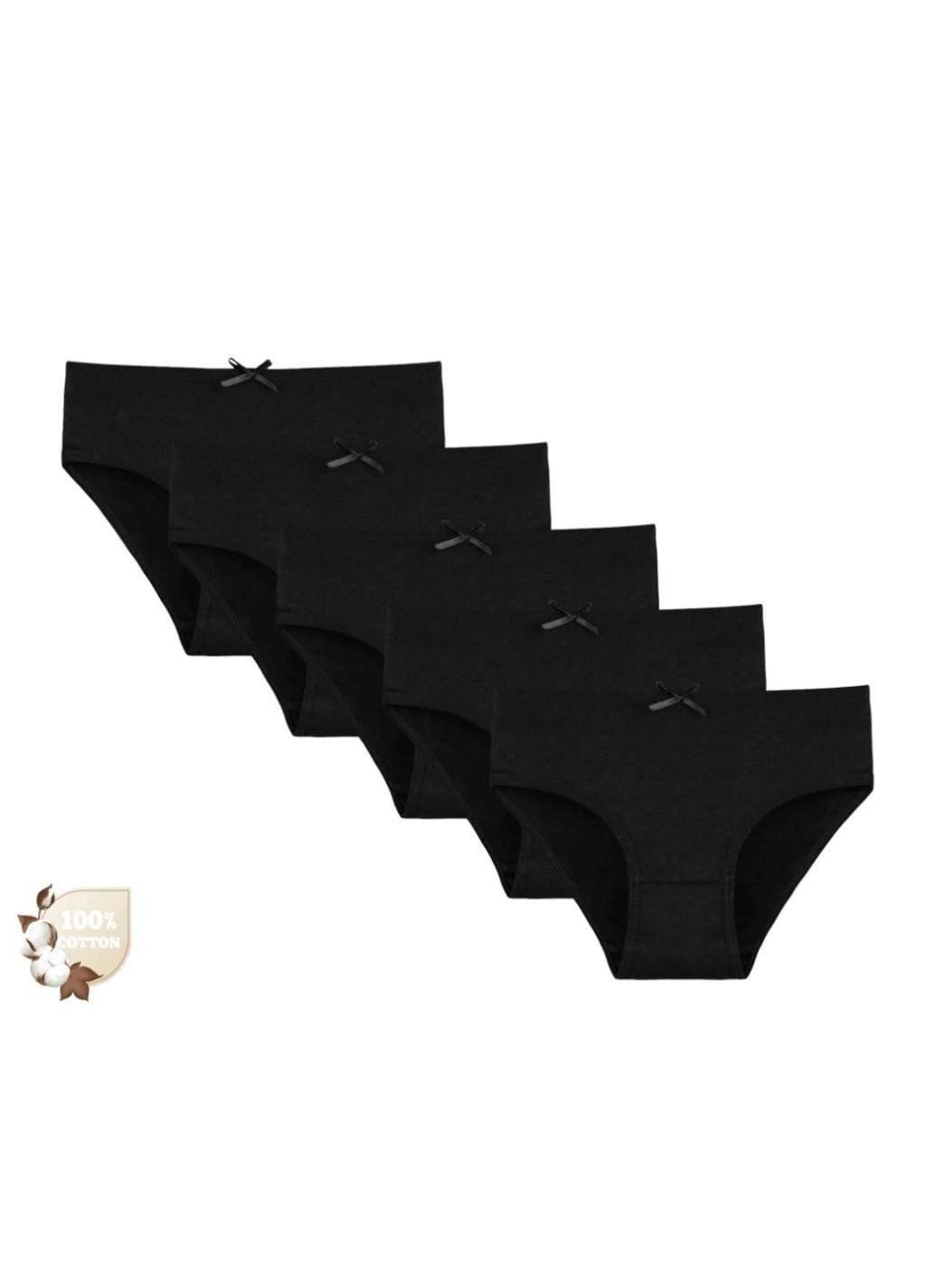 Труси для дівчинки плавками трикотаж однотонні з бантиком чорні 4152S Donella 10-11рр