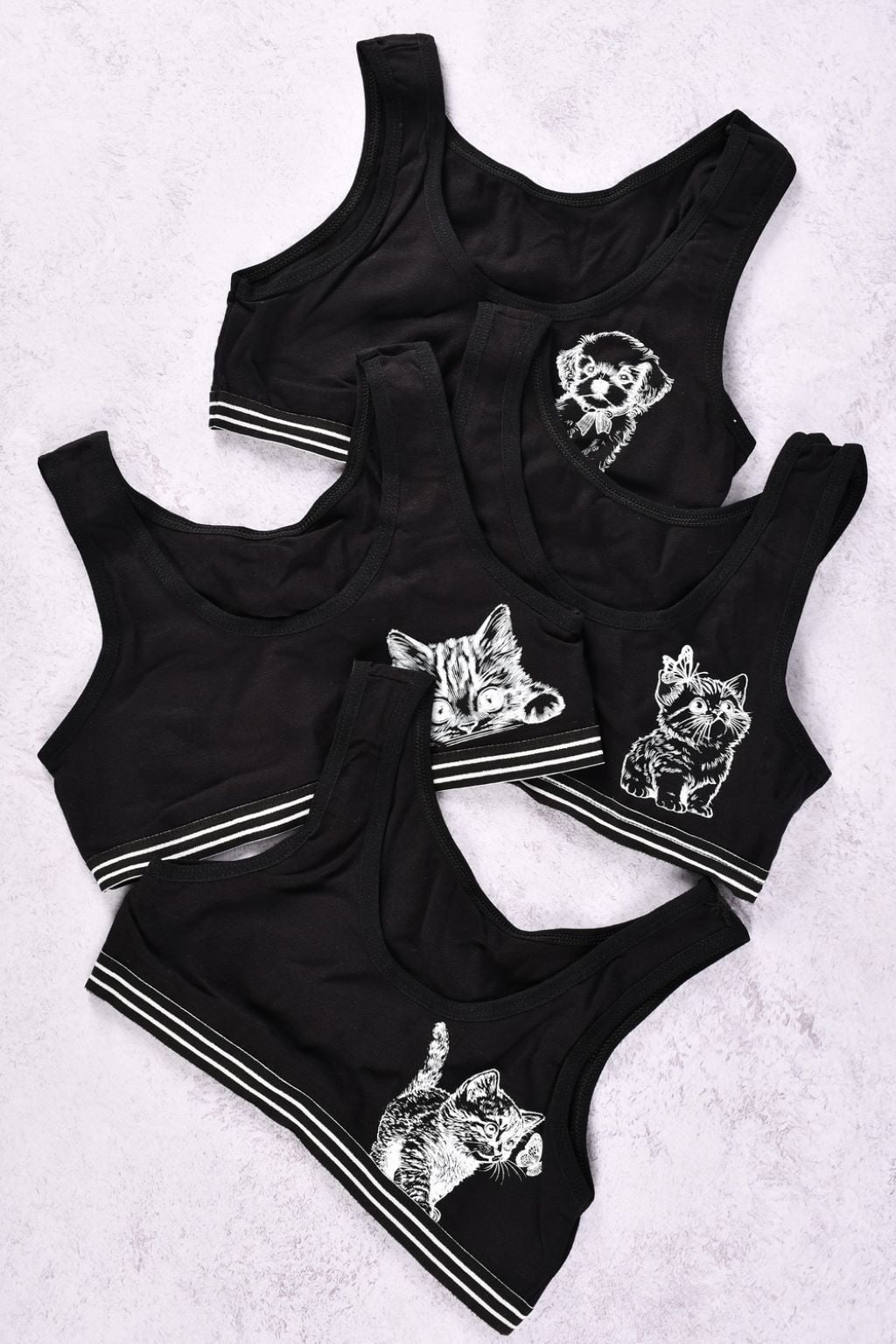 Майка топ для дівчинки трикотаж з малюнком Цуценя, котик чорний 4571SB3 Donella 4-5р