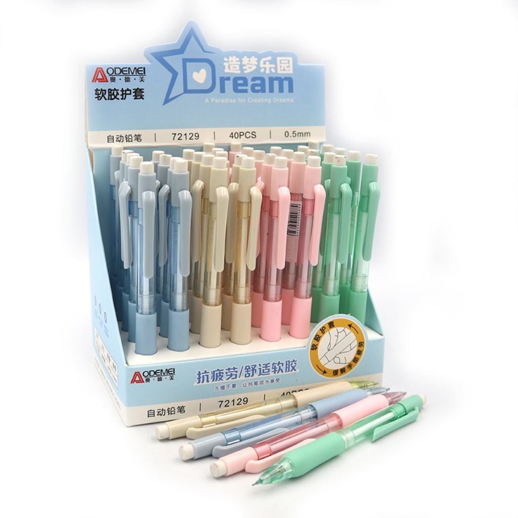 Олівець механічний 0,5-0,7мм з ластиком прозорий корпус мікс кольорів 72129 Aodemei