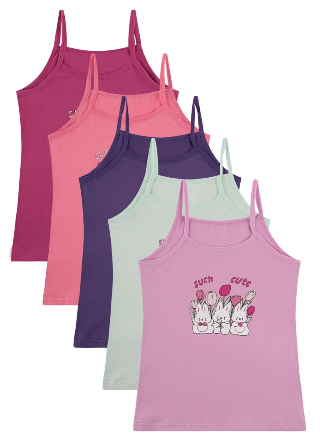 Майка для дівчинки трикотаж на тонких бретелях з малюнком Три зайчики Such cute мікс кольорів 4371PB80 Donella 0-1р