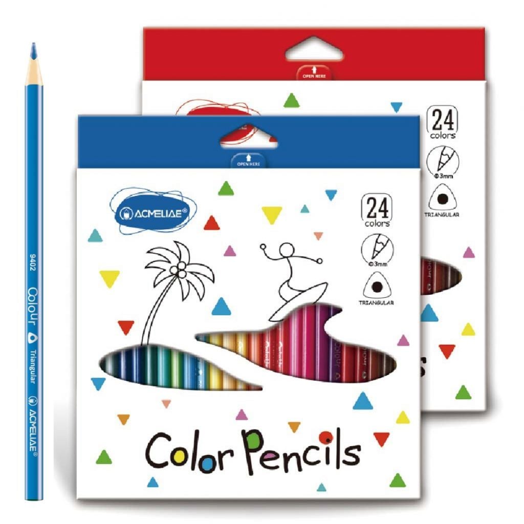 Олівці кольорові 24шт 3мм тригранні в коробці 21,5*19,5*1см 9402-24 Acmeliae