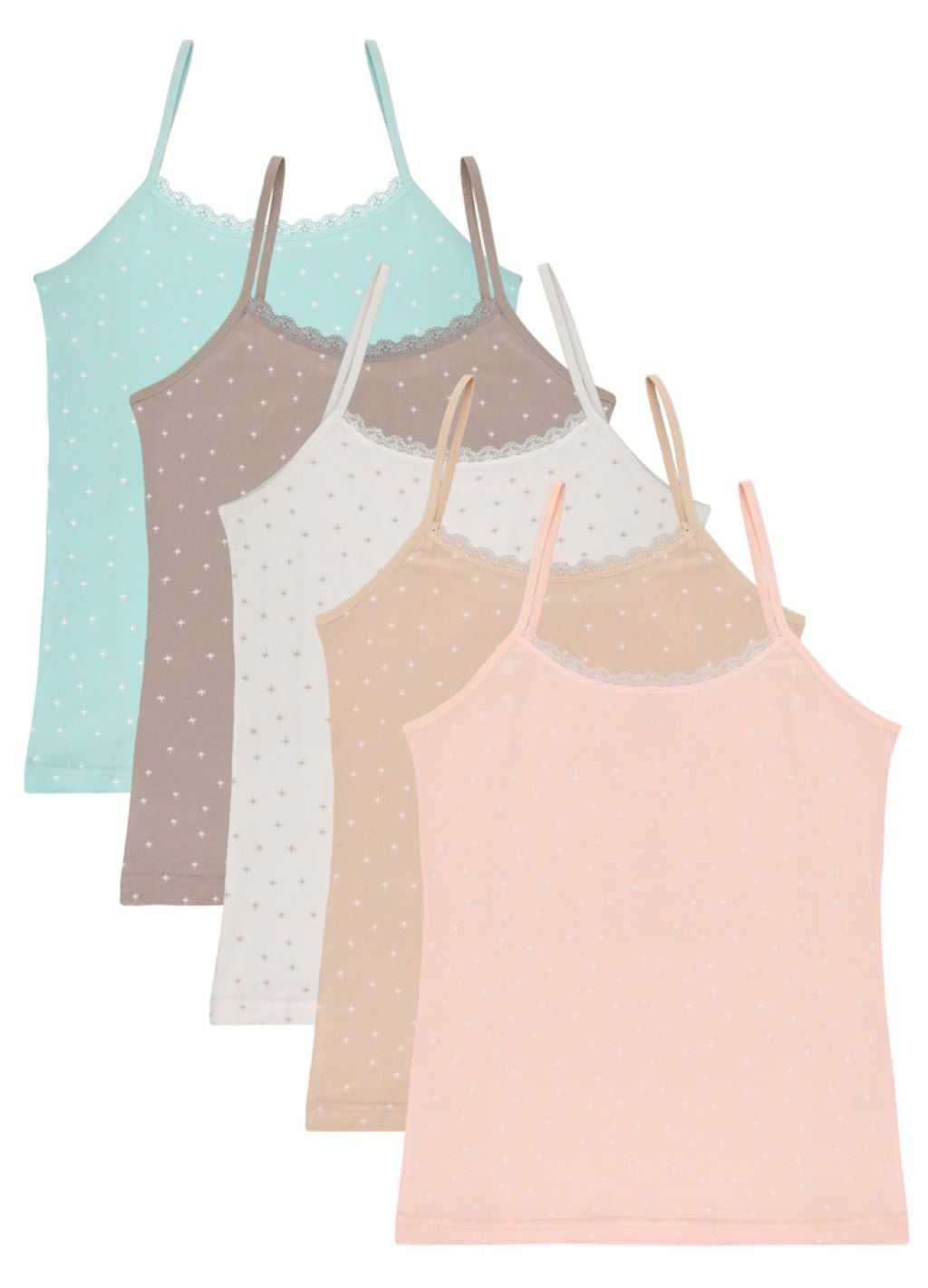 Майка для дівчинки трикотаж на тонких бретелях з малюнком Зірки, мереживо мікс кольорів 23114 Donella XXLр