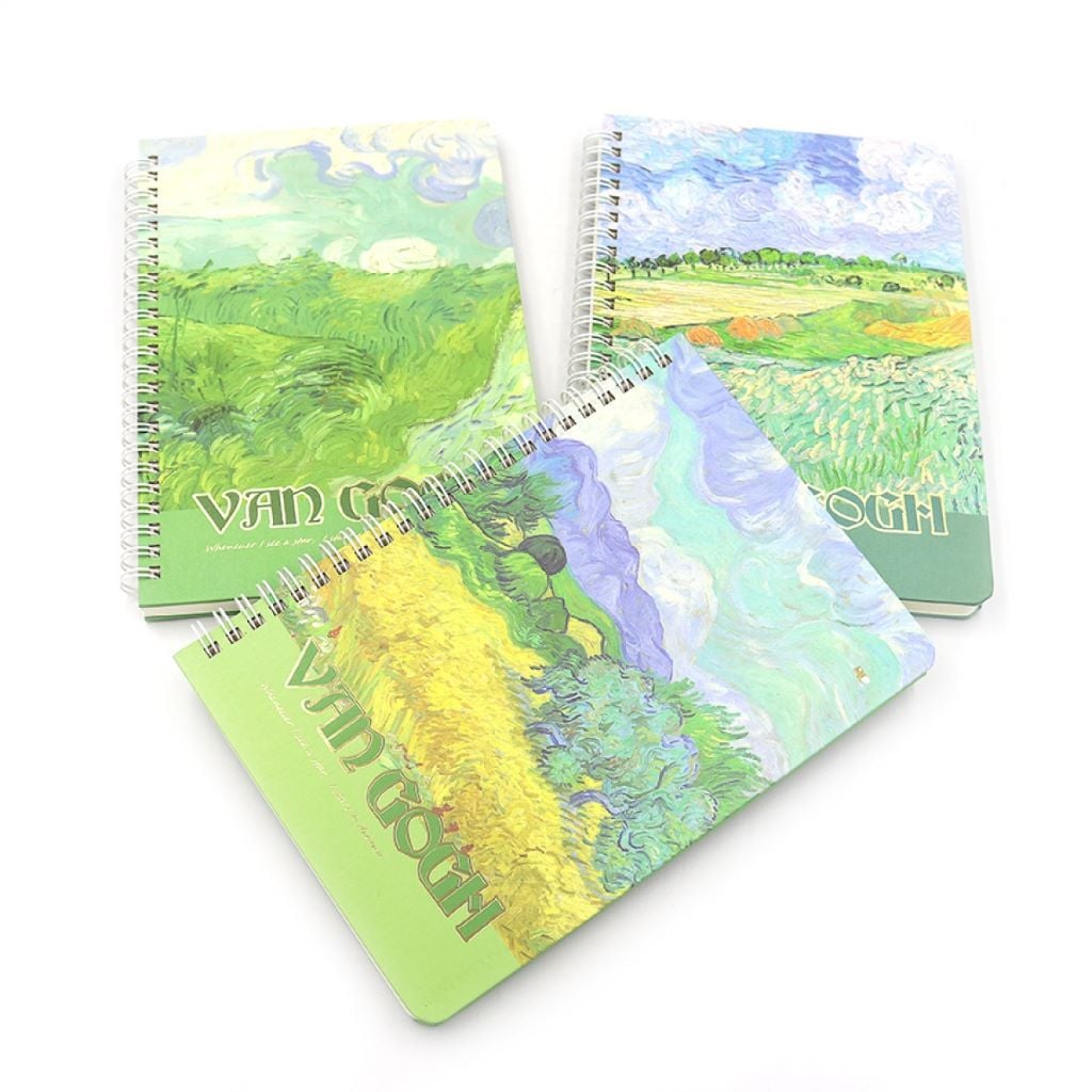 Блокнот 21*15см на спіралі 80арк Van Gogh пейзаж тверда обкладинка мікс видів у слюді 2605-1 Josefotten