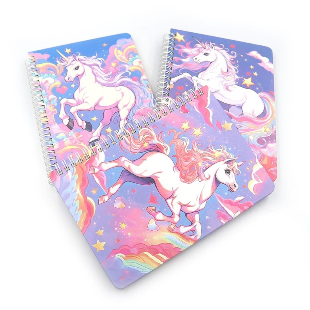 Блокнот 21*15см на спіралі 80арк Єдиноріг тверда обкладинка мікс видів у слюді 2605-8 Josefotten