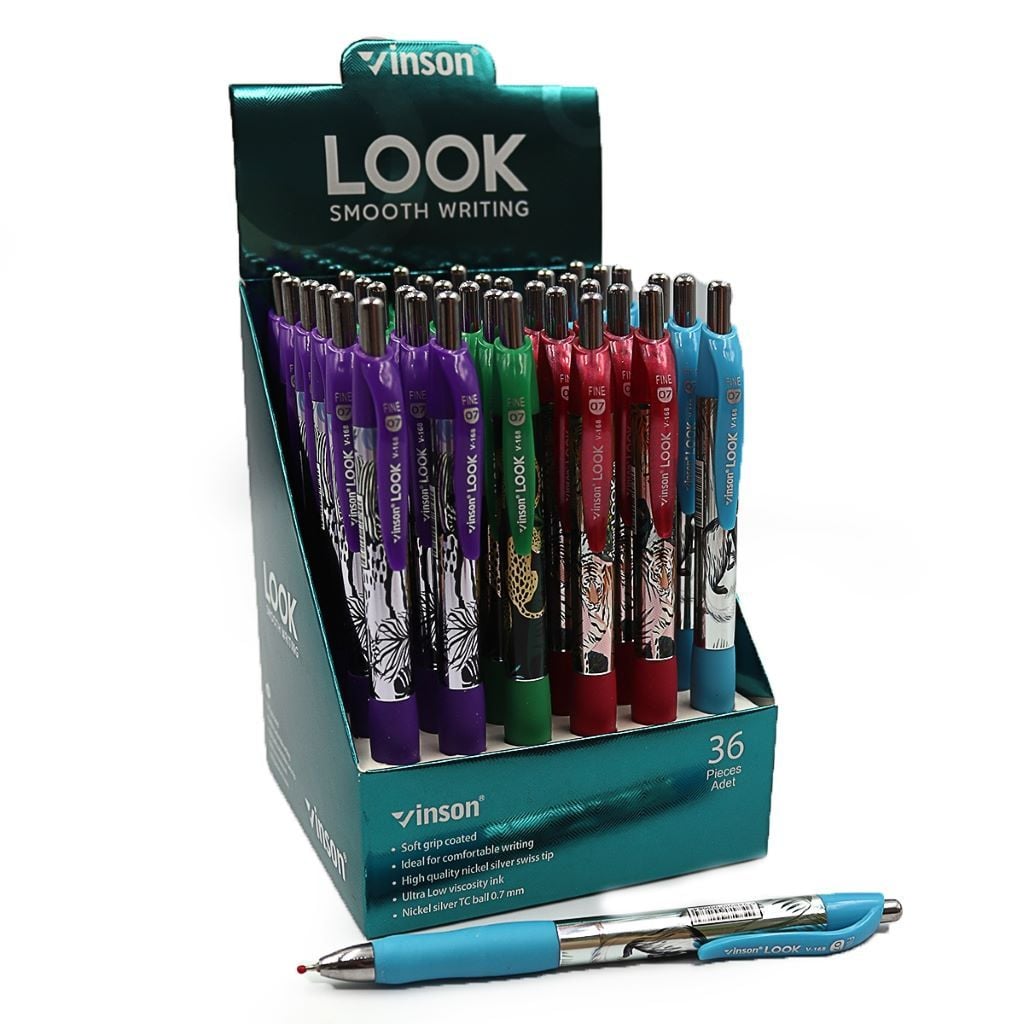 Ручка масляна 0,7мм автомат LOOK з гиппом синя 168 Vinson