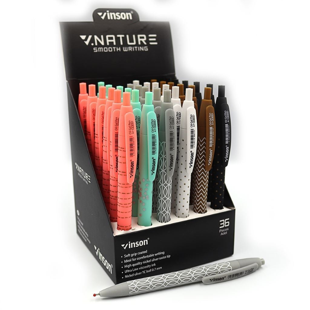 Ручка масляна 0,7мм автомат Nature синя 815 Vinson