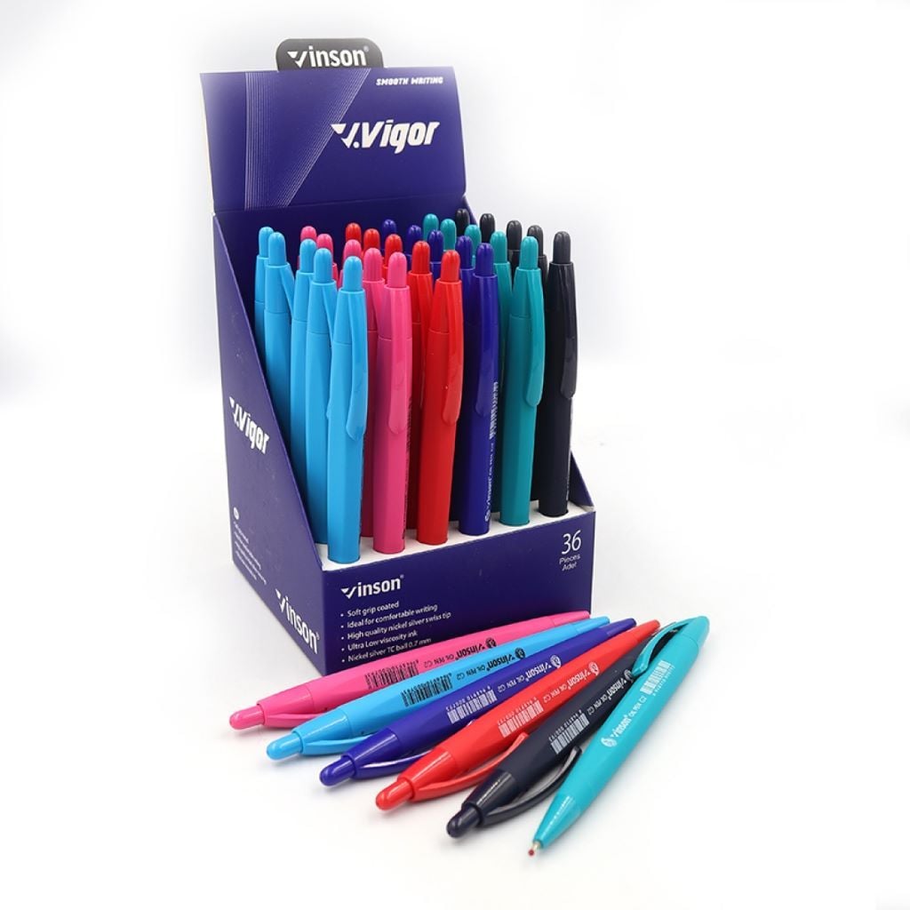 Ручка масляна 0,7мм автомат Vigor синя G2 Vinson