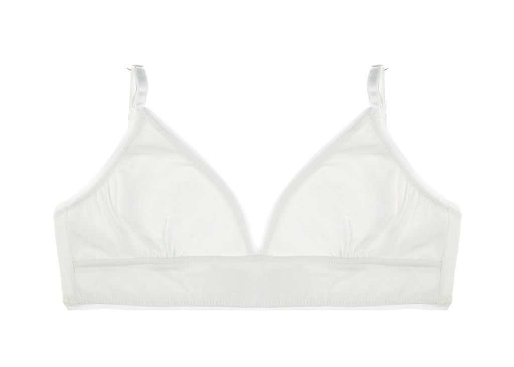 Бюстгалтер для дівчинки трикотаж на тонких бретелях регульованих, на застібці позаду білий 5871G Donella 12/13р