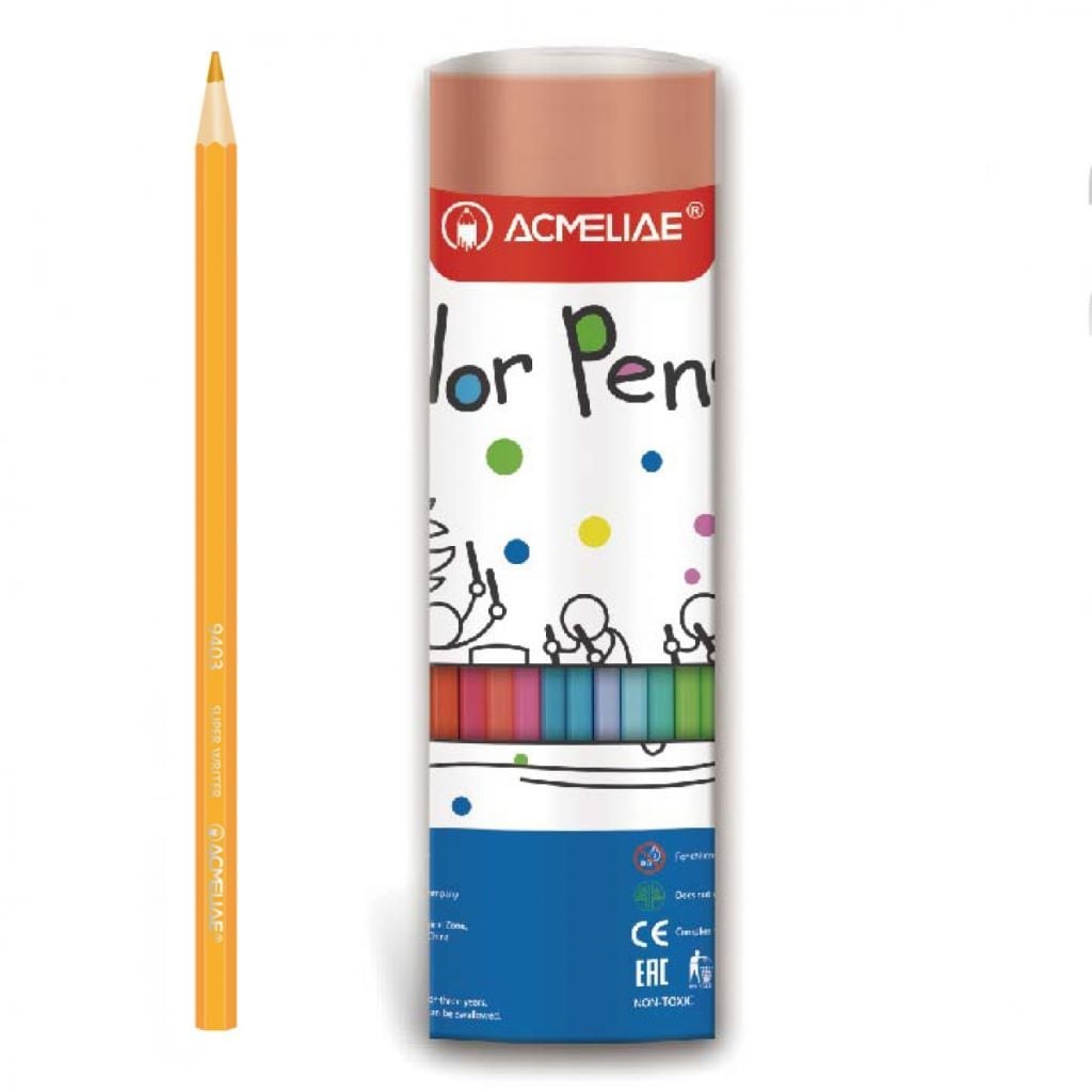 Олівці кольорові 36шт 3мм шестигранні в металевому пеналі туба 18*5см 9801-36 Acmeliae