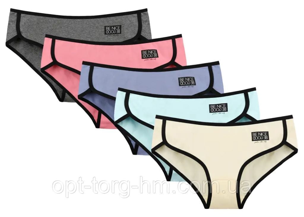 Труси для дівчинки плавками трикотаж з малюнком Be nice be good мікс кольорів 0424Y8 Donella 14-15р