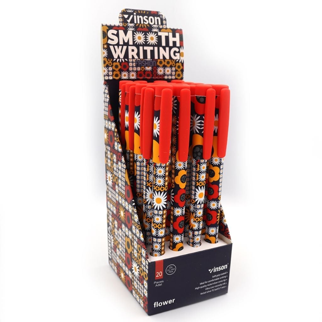 Ручка кулькова 0,7мм Ромашка мікс кольорів синя A29 Vinson