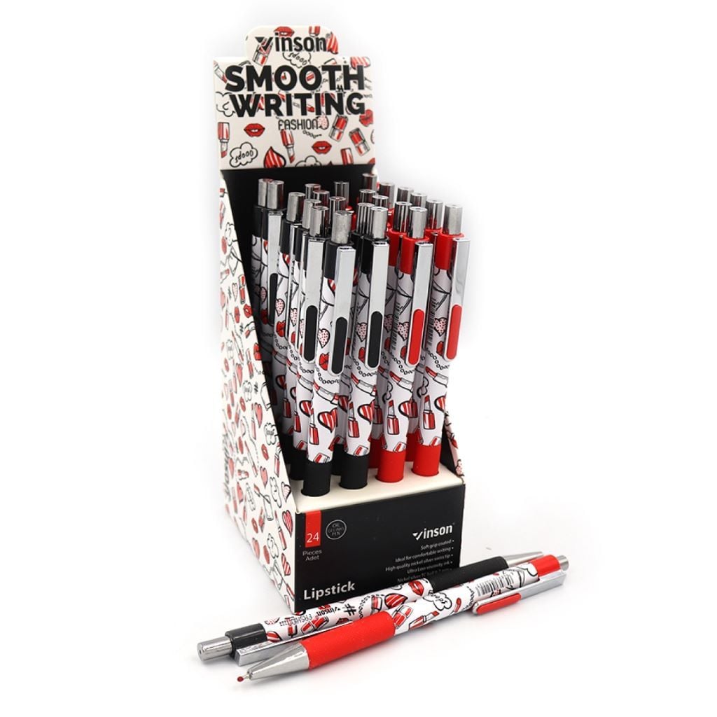 Ручка масляна 0,7мм автомат Lipstick мікс кольорів синя 222 Vinson