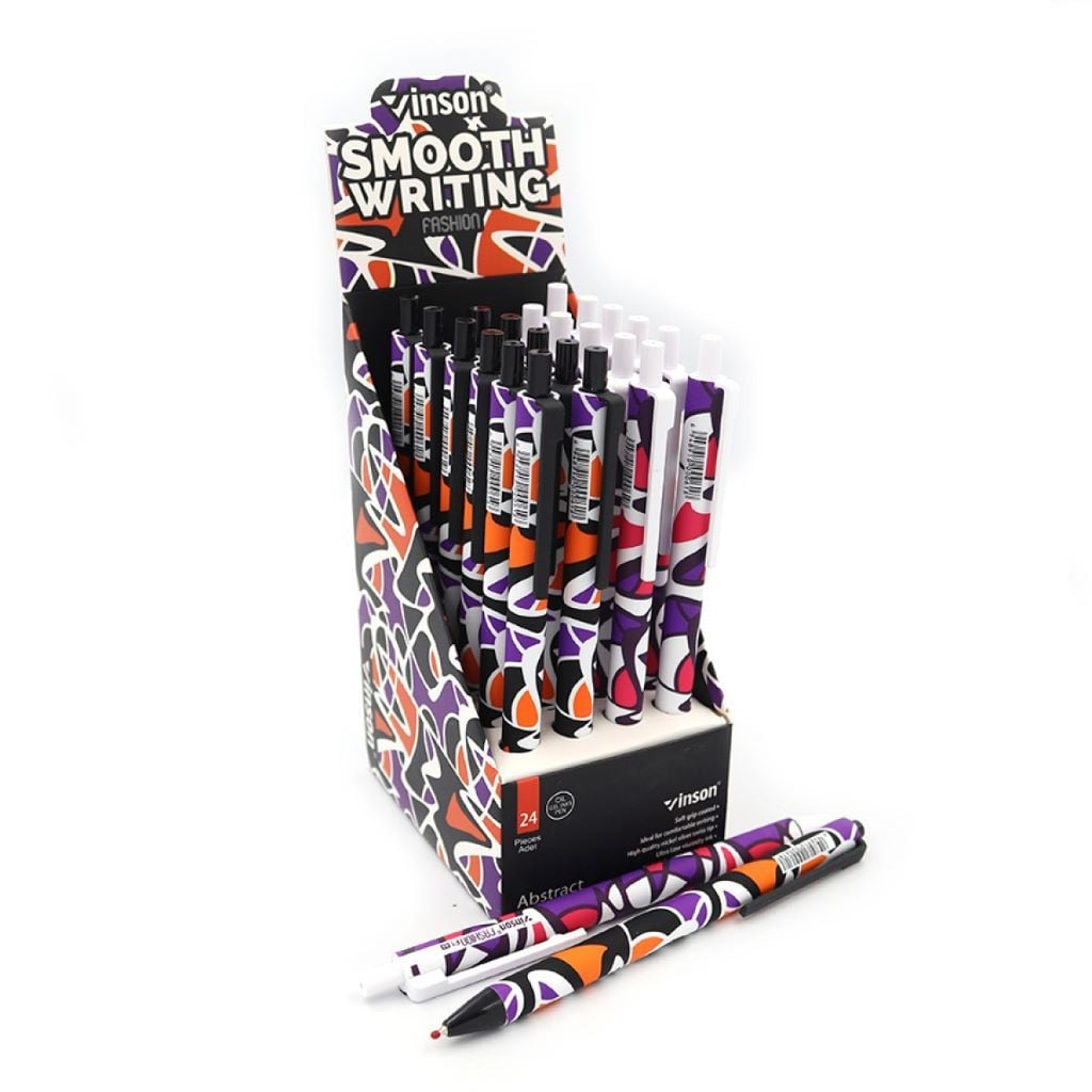 Ручка масляна 0,5мм автомат Abstract мікс кольорів синя F1 Vinson