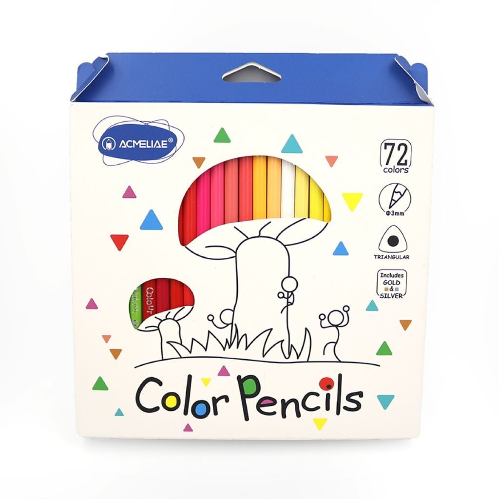 Олівці кольорові 72шт 3мм тригранні в коробці 19*18*3см 9402-72 Acmeliae