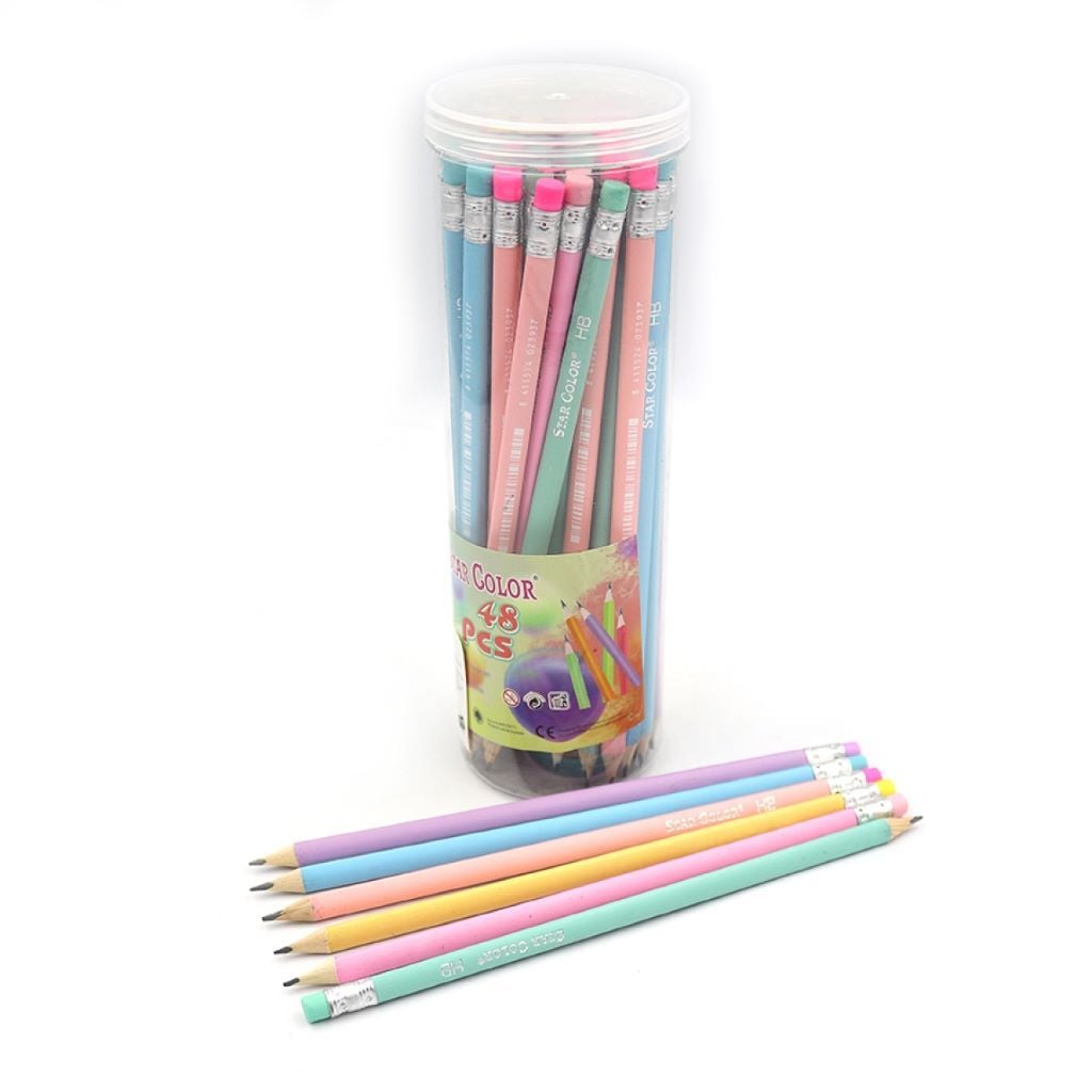 Олівець простий ч/гр тригранний НВ Star color Color з гумкою мікс кольорів DSCN0690 Acmeliae