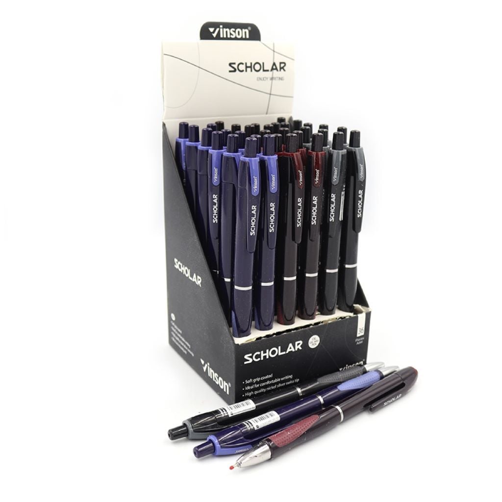 Ручка масляна 0,7мм автомат Szholar soft touch синя V5-1 Vinson