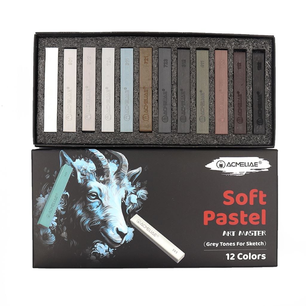 Олівці пастель м'яка 12кол Soft Pastel сірі тона у коробці 19*9*2см  SPG-12 Acmeliae