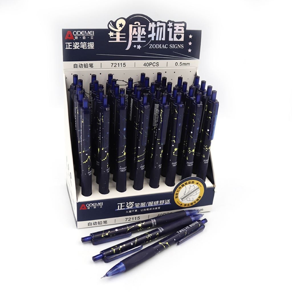 Олівець механічний 0,5-0.7мм Zodiac signs корпус прозорий синій 72115 Aodemei