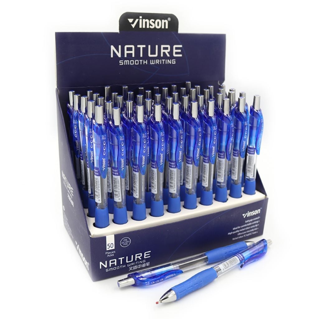 Ручка масляна 0,7мм автомат Nature синя 200 Vinson
