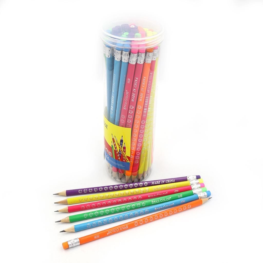 Олівець простий ч/гр тригранний НВ з гумкою Ctar Color Neon DSCN0707 Acmeliae