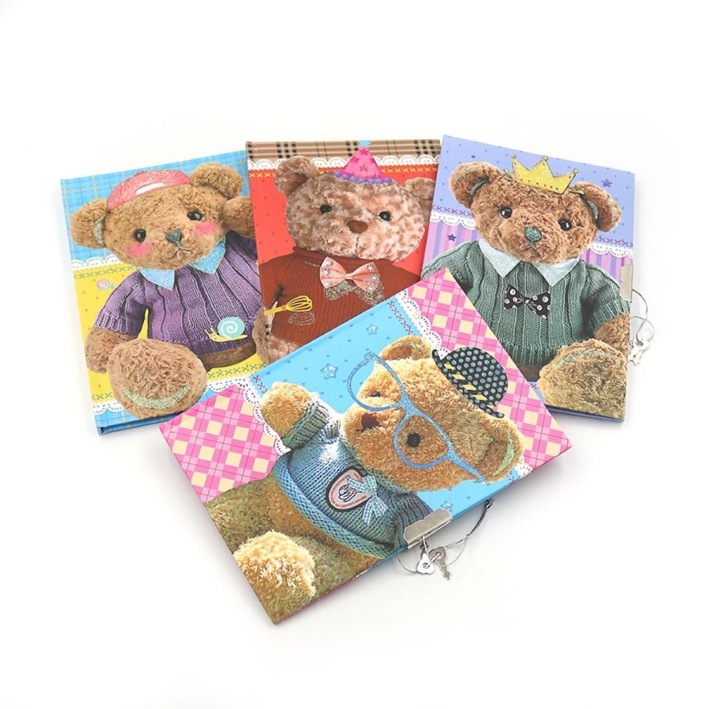 Блокнот 14,5*12,5см 40арк з замочком Ведмедик мікс видів у пакеті15*13см LP32K-0830 Josefotten